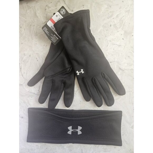 Under Armour OS Coldgear Perfect Headband And UA Storm Fleece Gloves XS - Picture 1 of 5